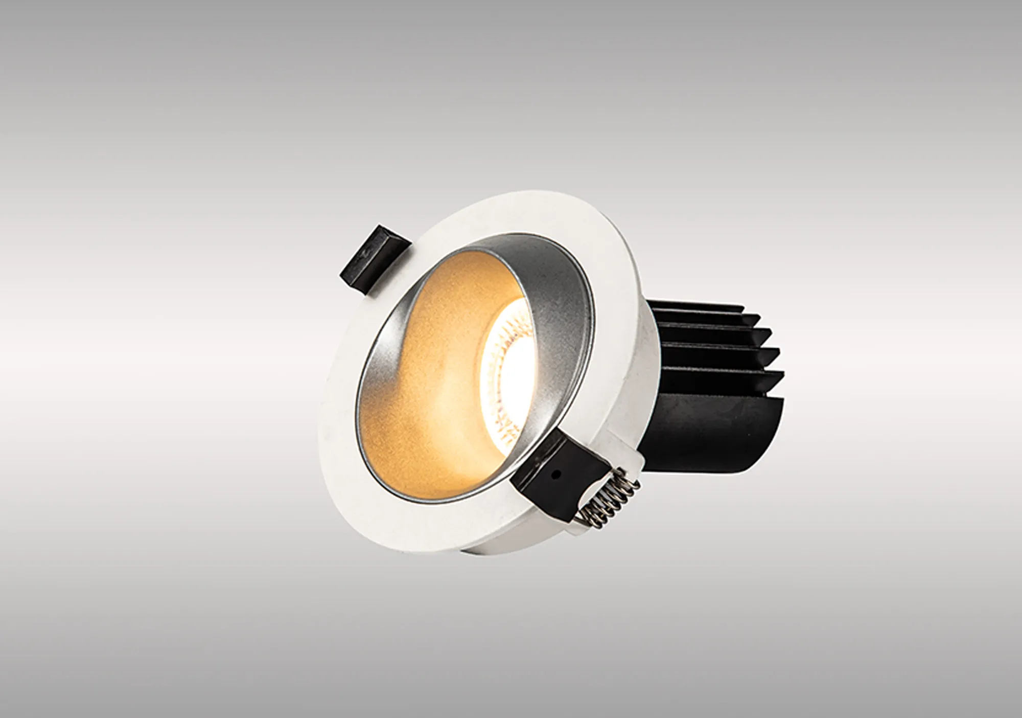 Bonia 12 Powered by Tridonic 12W 1200lm 2700K 36° LED Engine,350mA White/Silver 27° Angled Round Downlight , DRIVER NOT INC. 5yrs Warranty DM202449  Dlux Bonia 12